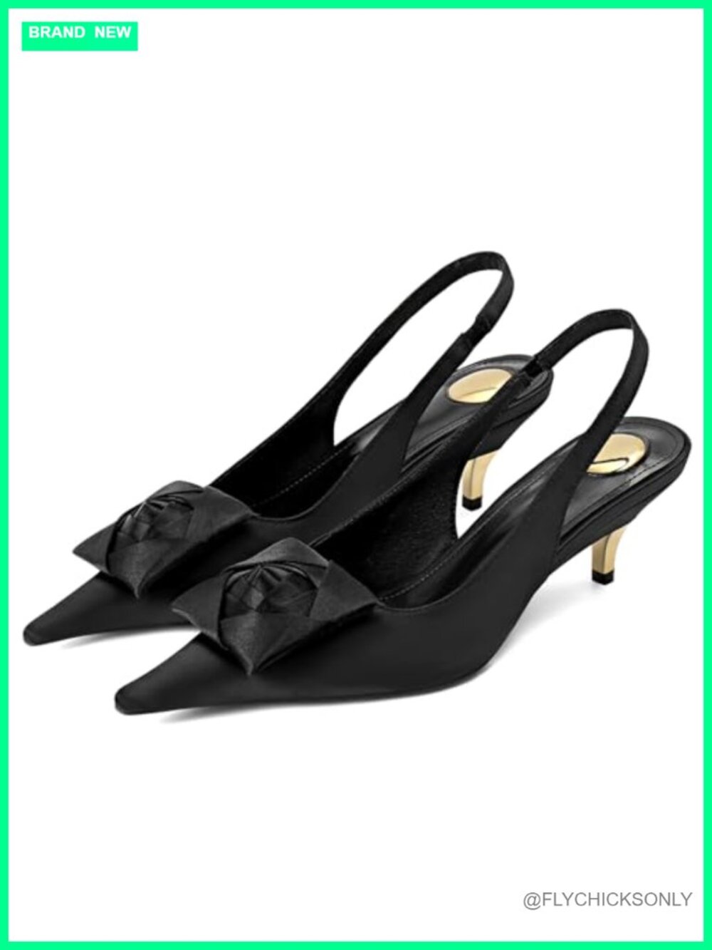 Floral Kitten Heels Pointed Toe Slingback Low Heel Pumps Adjustable Strap